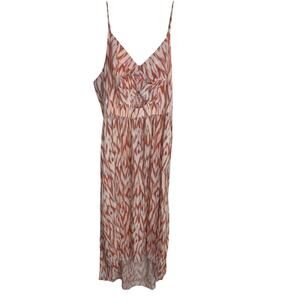 Nine West Orange Beige Multicolor Geometric Hi-Low Sundress V-Neck Straps XXL